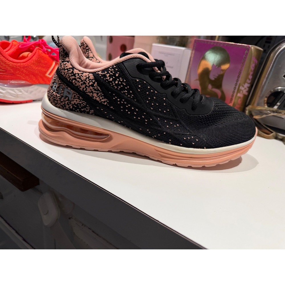 Black and Peach Air Cushion Mesh Running Sneakers Athletic Shoes